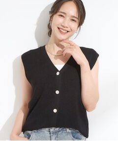 SHOO・LA・RUE / シューラルー ベスト | 【S-LL】ゴールドボタンが上品 大人のニットベスト