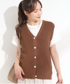 SHOO・LA・RUE / シューラルー ベスト | 【S-LL】ゴールドボタンが上品 大人のニットベスト