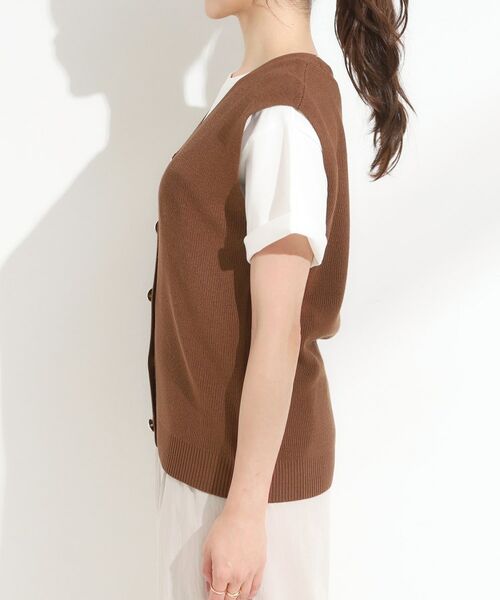 SHOO・LA・RUE / シューラルー ベスト | 【S-LL】ゴールドボタンが上品 大人のニットベスト | 詳細14