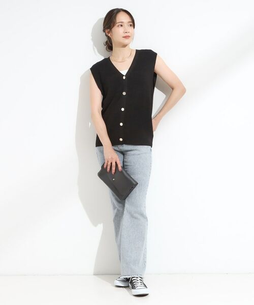 SHOO・LA・RUE / シューラルー ベスト | 【S-LL】ゴールドボタンが上品 大人のニットベスト | 詳細7