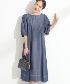 SHOO・LA・RUE / シューラルー ロング・マキシ丈ワンピース | 【S-LL】配色ステッチがアクセント デニムワンピース