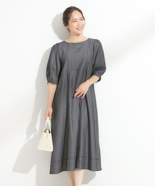 SHOO・LA・RUE / シューラルー ロング・マキシ丈ワンピース | 【S-LL】配色ステッチがアクセント デニムワンピース | 詳細1