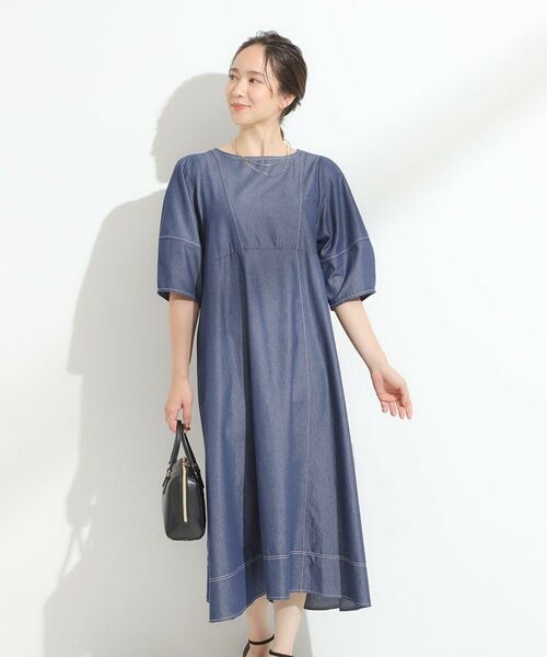 SHOO・LA・RUE / シューラルー ロング・マキシ丈ワンピース | 【S-LL】配色ステッチがアクセント デニムワンピース | 詳細5