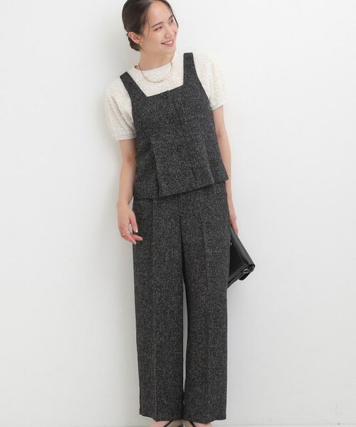 SHOO・LA・RUE / シューラルー セットアップ | 【2点セット】着るだけで決まる クラシカルなツイード調セットアップ(ブラック(419))