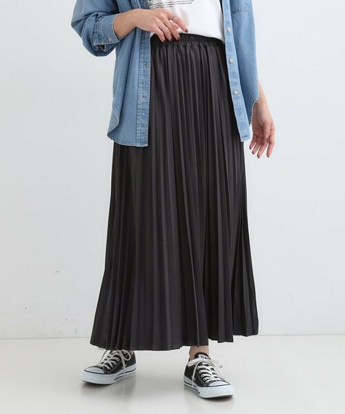 SHOO・LA・RUE / シューラルー ロング・マキシ丈スカート | 【着丈選べる】きれいめにもカジュアルにも レザー調プリーツスカート | 詳細1