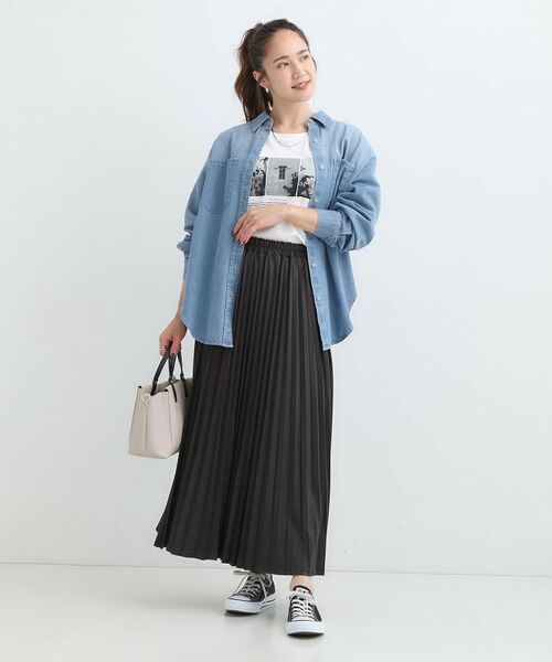 SHOO・LA・RUE / シューラルー ロング・マキシ丈スカート | 【着丈選べる】きれいめにもカジュアルにも レザー調プリーツスカート | 詳細3