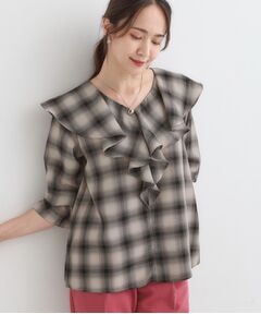 SHOO・LA・RUE / シューラルー シャツ・ブラウス | 【S-LL】きれいめカジュアルに チェック柄フリルブラウス
