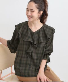 SHOO・LA・RUE / シューラルー シャツ・ブラウス | 【S-LL】きれいめカジュアルに チェック柄フリルブラウス