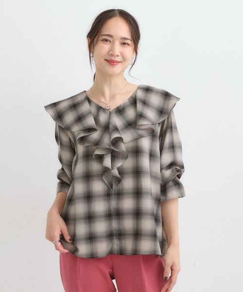 SHOO・LA・RUE / シューラルー シャツ・ブラウス | 【S-LL】きれいめカジュアルに チェック柄フリルブラウス | 詳細1