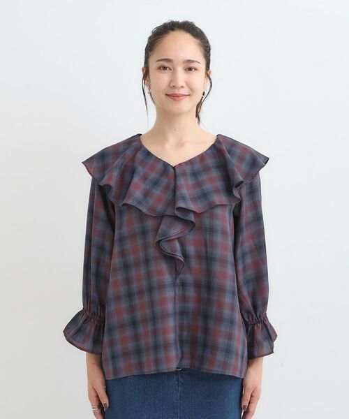 SHOO・LA・RUE / シューラルー シャツ・ブラウス | 【S-LL】きれいめカジュアルに チェック柄フリルブラウス | 詳細13