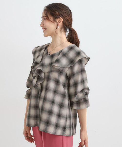 SHOO・LA・RUE / シューラルー シャツ・ブラウス | 【S-LL】きれいめカジュアルに チェック柄フリルブラウス | 詳細2