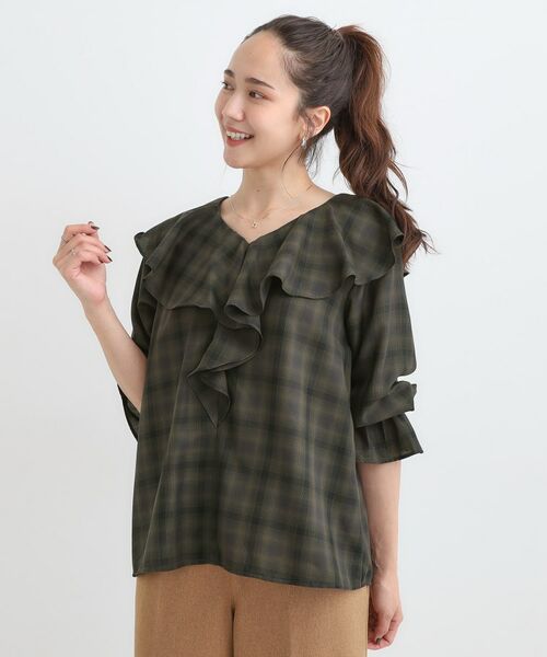 SHOO・LA・RUE / シューラルー シャツ・ブラウス | 【S-LL】きれいめカジュアルに チェック柄フリルブラウス | 詳細5