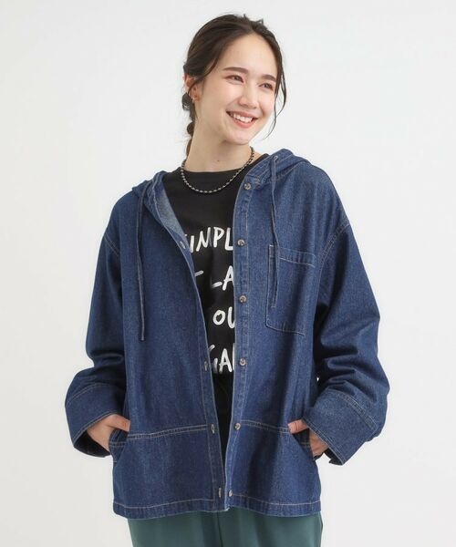 SHOO・LA・RUE / シューラルー Gジャン・デニムジャケット | 【S-LL】こなれ感ある着こなしに デニムフーディーブルゾン | 詳細5