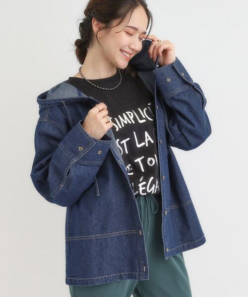 SHOO・LA・RUE / シューラルー Gジャン・デニムジャケット | 【S-LL】こなれ感ある着こなしに デニムフーディーブルゾン（ネイビー(094)）