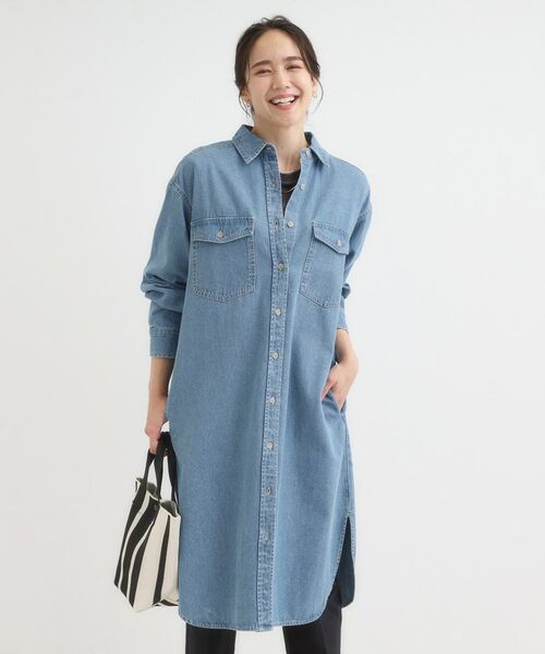 SHOO・LA・RUE / シューラルー ミニ丈・ひざ丈ワンピース | 【S-LL】ロングシーズン活躍 デニムシャツワンピース | 詳細5