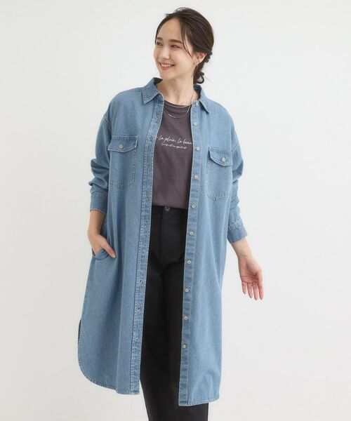 SHOO・LA・RUE / シューラルー ミニ丈・ひざ丈ワンピース | 【S-LL】ロングシーズン活躍 デニムシャツワンピース | 詳細6