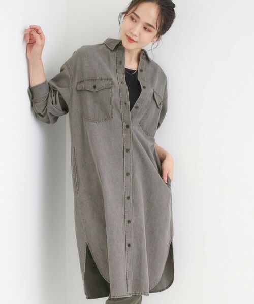 SHOO・LA・RUE/シューラルー 【S-LL】ロングシーズン活躍 デニムシャツワンピース チャコールグレー(014) 02(M) SHOO・LA・RUE/シューラルー 【S-LL】ロングシーズン活躍 デニムシャツワンピース チャコールグレー(014) 02(M)