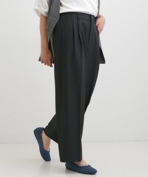 SHOO・LA・RUE / シューラルー パンツ | 【洗える/S-LL】すっきり上品きれい見え タックワイドパンツ(ブラック(019))