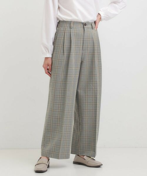 SHOO・LA・RUE / シューラルー パンツ | 【洗える/S-LL】すっきり上品きれい見え タックワイドパンツ(グレー(212))