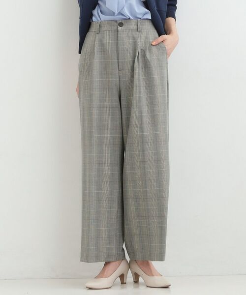 SHOO・LA・RUE / シューラルー パンツ | 【洗濯機可/S-LL】すっきり上品きれい見え タックワイドパンツ（チャコールグレー(214)）