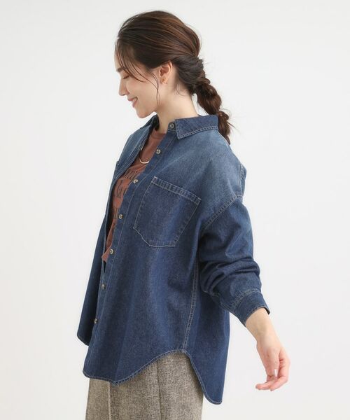 SHOO・LA・RUE / シューラルー シャツ・ブラウス | 【S-LL】大人のカジュアルコーデに こなれデニムシャツ | 詳細10