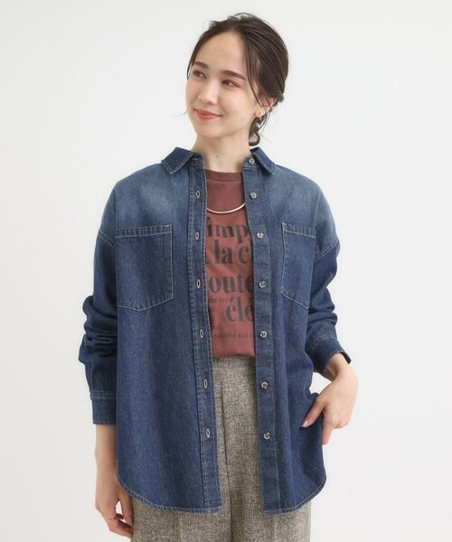 SHOO・LA・RUE / シューラルー シャツ・ブラウス | 【S-LL】大人のカジュアルコーデに こなれデニムシャツ | 詳細9