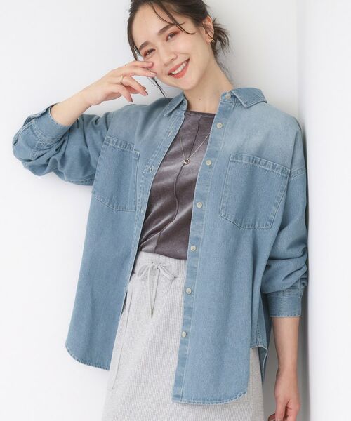 SHOO・LA・RUE / シューラルー シャツ・ブラウス | 【S-LL】大人のカジュアルコーデに こなれデニムシャツ(ブルー(092))