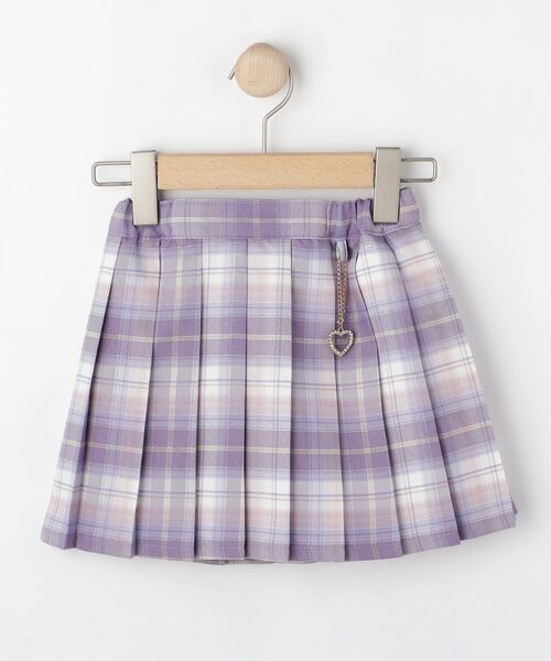 SHOO・LA・RUE / シューラルー ミニ・ひざ丈スカート | 【100-150cm】ハートチャーム付きチェックプリーツスカート | 詳細1