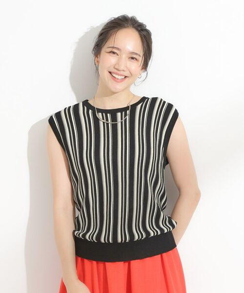 SHOO・LA・RUE / シューラルー ニット・セーター | 【洗える】マルチストライプが印象的 ノースリーブニット | 詳細1