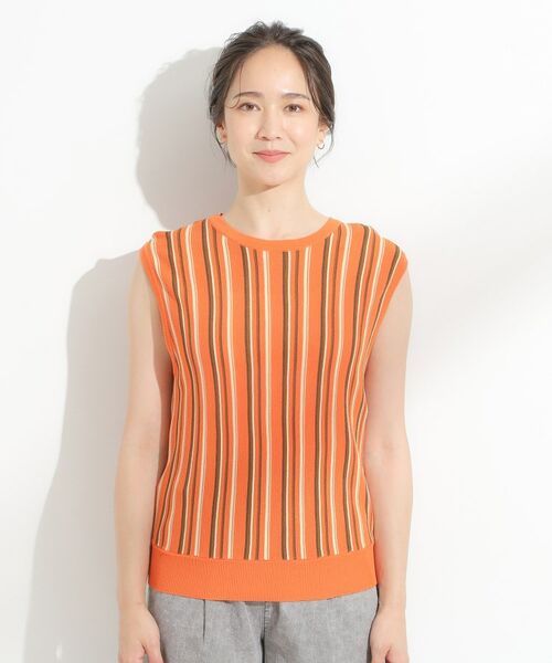 SHOO・LA・RUE / シューラルー ニット・セーター | 【洗える】マルチストライプが印象的 ノースリーブニット | 詳細9