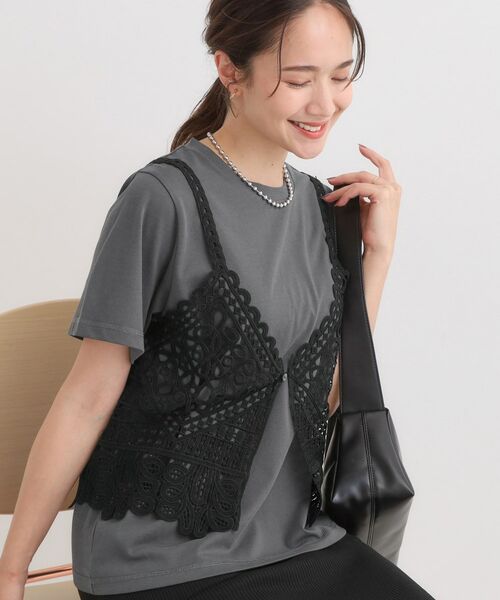 SHOO・LA・RUE / シューラルー その他トップス | 【2点セット/ひんやり】レースビスチェ+Tシャツ(ブラック(019))