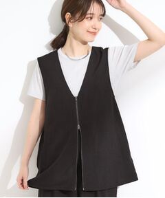 SHOO・LA・RUE / シューラルー ベスト | 【セットアップ可】さらりと軽やかに ダブルジップ麻調ジレ