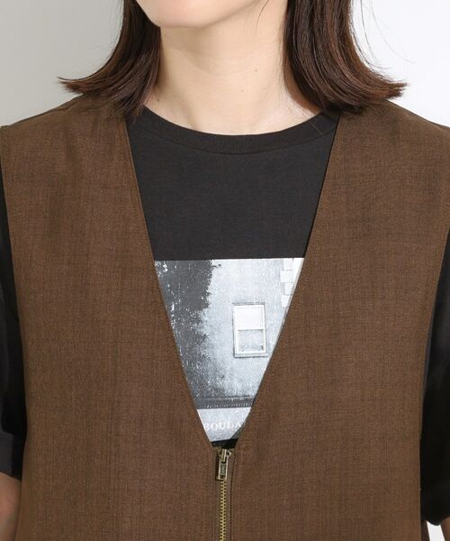 SHOO・LA・RUE / シューラルー ベスト | 【セットアップ可】さらりと軽やかに ダブルジップ麻調ジレ | 詳細12