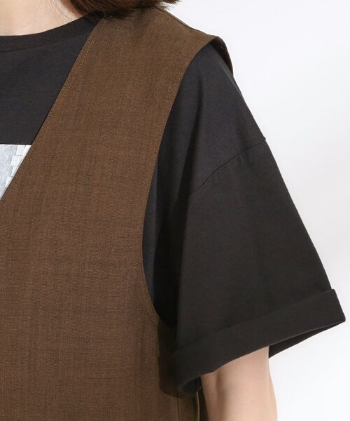 SHOO・LA・RUE / シューラルー ベスト | 【セットアップ可】さらりと軽やかに ダブルジップ麻調ジレ | 詳細13