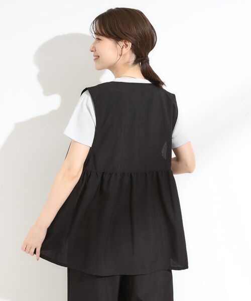 SHOO・LA・RUE / シューラルー ベスト | 【セットアップ可】さらりと軽やかに ダブルジップ麻調ジレ | 詳細2