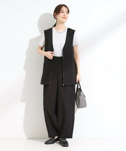 SHOO・LA・RUE / シューラルー ベスト | 【セットアップ可】さらりと軽やかに ダブルジップ麻調ジレ | 詳細3
