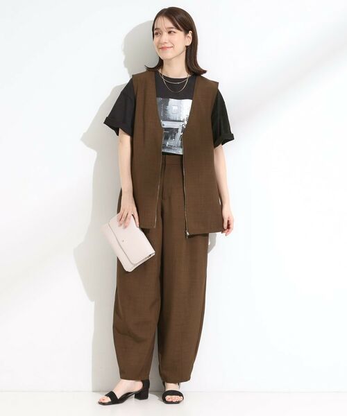 SHOO・LA・RUE / シューラルー ベスト | 【セットアップ可】さらりと軽やかに ダブルジップ麻調ジレ | 詳細7