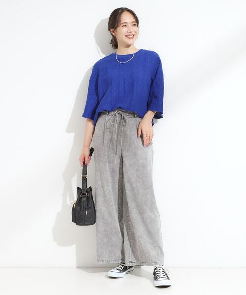 SHOO・LA・RUE / シューラルー デニムパンツ | 【セットアップ可/S-LL】リボン付き イージーワイドデニムパンツ | 詳細3