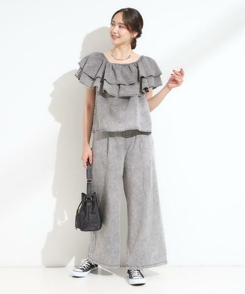 SHOO・LA・RUE / シューラルー デニムパンツ | 【セットアップ可/S-LL】リボン付き イージーワイドデニムパンツ | 詳細4