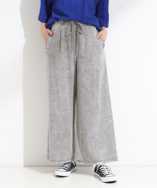 SHOO・LA・RUE / シューラルー デニムパンツ | 【セットアップ可/S-LL】リボン付き イージーワイドデニムパンツ(ブラック(019))