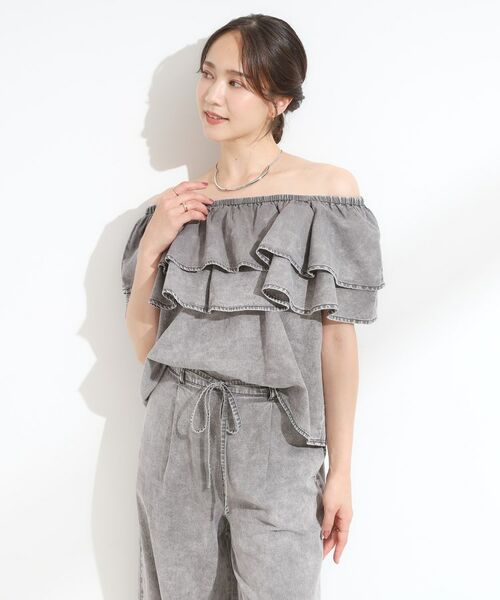 SHOO・LA・RUE / シューラルー シャツ・ブラウス | 【セットアップ可/前後2WAY/オフショル2WAY】着こなしを楽しめる デニムフリルブラウス | 詳細11
