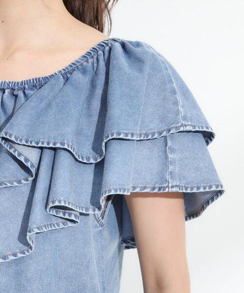 SHOO・LA・RUE / シューラルー シャツ・ブラウス | 【セットアップ可/前後2WAY/オフショル2WAY】着こなしを楽しめる デニムフリルブラウス | 詳細19