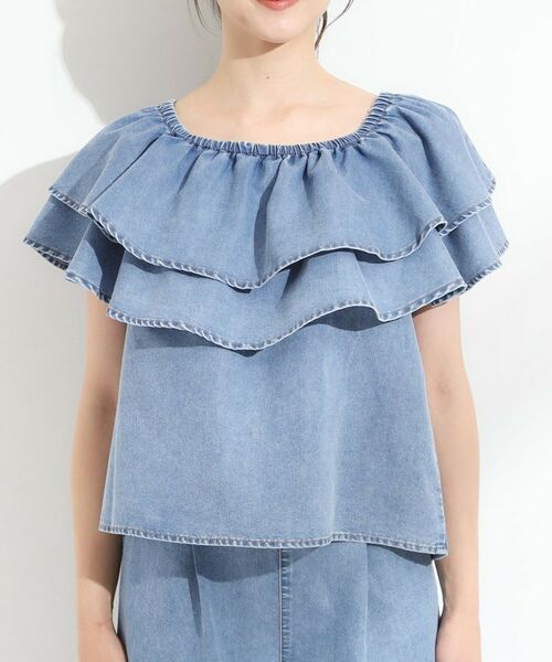 SHOO・LA・RUE / シューラルー シャツ・ブラウス | 【セットアップ可/前後2WAY/オフショル2WAY】着こなしを楽しめる デニムフリルブラウス | 詳細21