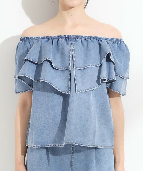 SHOO・LA・RUE / シューラルー シャツ・ブラウス | 【セットアップ可/前後2WAY/オフショル2WAY】着こなしを楽しめる デニムフリルブラウス | 詳細23