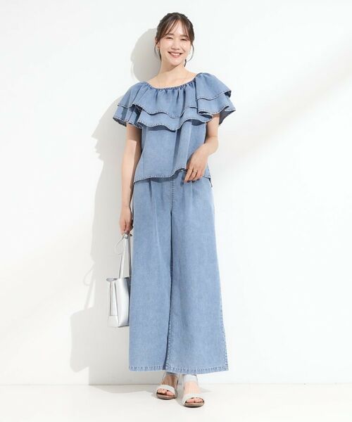 SHOO・LA・RUE / シューラルー シャツ・ブラウス | 【セットアップ可/前後2WAY/オフショル2WAY】着こなしを楽しめる デニムフリルブラウス | 詳細6