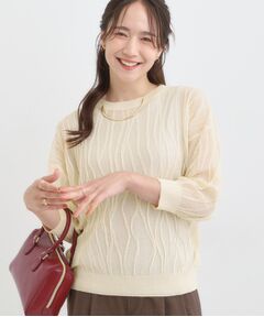 SHOO・LA・RUE / シューラルー ニット・セーター | 【S-LL/洗える】曲線的な柄がきれい見え シアーニット