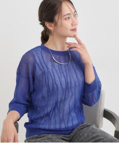 SHOO・LA・RUE / シューラルー ニット・セーター | 【S-LL/洗える】曲線的な柄がきれい見え シアーニット