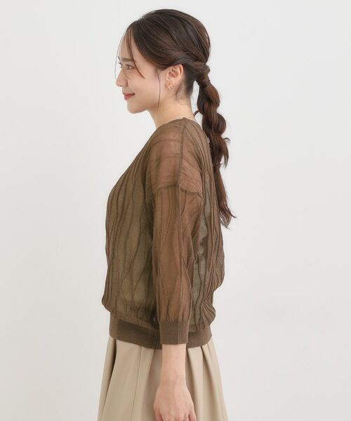 SHOO・LA・RUE / シューラルー ニット・セーター | 【S-LL/洗える】曲線的な柄がきれい見え シアーニット | 詳細2