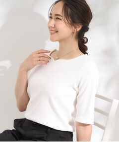 SHOO・LA・RUE / シューラルー カットソー | 【S-LL】女性らしさ漂うハートネック テレコ5分袖トップス