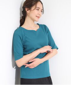 SHOO・LA・RUE / シューラルー カットソー | 【S-LL】女性らしさ漂うハートネック テレコ5分袖トップス